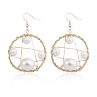Zinc Alloy Drop Earring, with Shell Pearl & Brass, for woman 