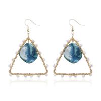 Brass Drop Earring, with Shell Pearl & Zinc Alloy, for woman 