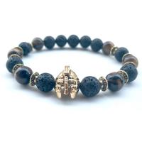 Gemstone Bracelets, Lava, with Tiger Eye & Zinc Alloy, plated, Unisex .4 Inch 