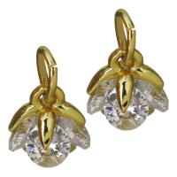 Cubic Zirconia Brass Pendants, gold color plated, with cubic zirconia Approx 3.5mm 
