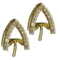 Brass Peg Bail, gold color plated, micro pave cubic zirconia & hollow 0.85mm 