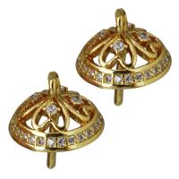 Brass Peg Bail, gold color plated, micro pave cubic zirconia & hollow 9mm,1mm Approx 2mm 