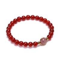 Rose Agate Bracelet, Red Agate, with Gemstone, plated & Unisex .8 Inch 