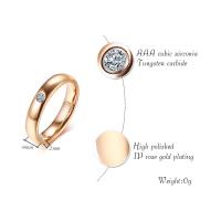 Палец кольцо стали вольфрама, Вольфрама сталь, ювелирные изделия моды & инкрустированное микро кубического циркония & Женский, под розовое золото размер:7-9, продается PC