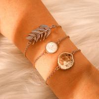 Zinc Alloy Bracelet Set, plated, three pieces & fashion jewelry & for woman, golden 