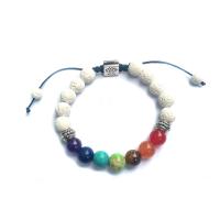 Gemstone Woven Ball Bracelets, Lava, with Gemstone, plated, Unisex & adjustable .8 Inch 