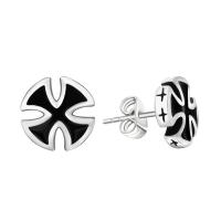 Titanium Steel Stud Earring, with enamel, Cross, fashion jewelry & Unisex, 10mmx2.5mm 