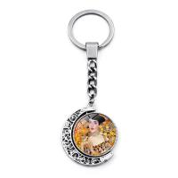 Zinc Alloy Key Clasp, with Glass Gemstone, silver color plated, time gem jewelry & Unisex 100mm 