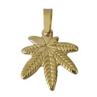 Stainless Steel Leaf Pendant, Maple Leaf, gold color plated Approx 