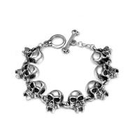 Titanium Steel Bracelet, Skull, polished, fashion jewelry & for man, 22.3mm Inch 