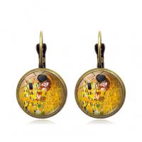 Zinc Alloy Lever Back Earring, with Glass Gemstone, antique bronze color plated, time gem jewelry & Unisex 28*15mm 