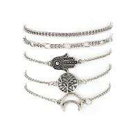 Zinc Alloy Bracelet Set, silver color plated, 5 pieces & fashion jewelry & for woman 