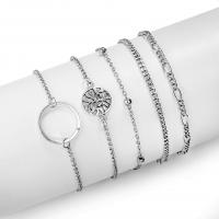 Zinc Alloy Bracelet Set, silver color plated, 5 pieces & fashion jewelry & for woman 