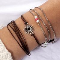 Zinc Alloy Bracelet Set, plated, three pieces & for woman, brown 