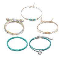 Zinc Alloy Bracelet Set, with Seedbead, plated, 5 pieces & for woman, multi-colored 