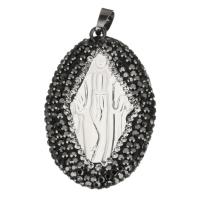Rhinestone Clay Pave Pendants, with Glass & Brass, silver color plated Approx 