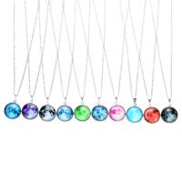 Glass Necklace, with Paper & Zinc Alloy, time gem jewelry & Unisex & luminated, 20MMx50CM+5CM 