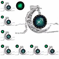 Glass Necklace, with Zinc Alloy, 12 Signs of the Zodiac, time gem jewelry & Unisex & luminated, 50CM+5CM 