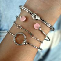 Zinc Alloy Bracelet Set, plated, 4 pieces & for woman & with rhinestone 