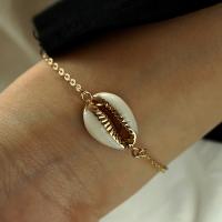 Fashion Zinc Alloy Bracelets, with Shell, plated, fashion jewelry & for woman, golden 