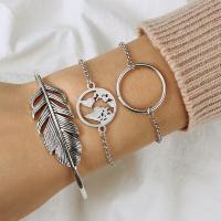 alliage de zinc Set de bracelet, bracelet & Bracelet, Placage, trois pièces & pour femme, argent, Vendu par fixé