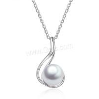 Ожерелье ручной латунные, Латунь, с Пластиковая жемчужина, Женский, серебряный длина:Приблизительно 20 дюймовый, продается PC
