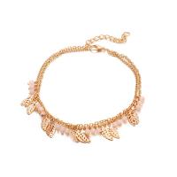 Zinc Alloy Anklet, with Seedbead, plated, fashion jewelry & for woman, golden 