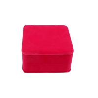 Cardboard Bracelet Box, with Velveteen, Square, fashion jewelry, bright rosy red 