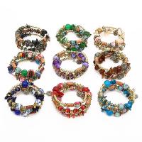 Fashion Zinc Alloy Bracelets, with Gemstone & Wood, plated, folk style & for woman Approx 7 Inch 