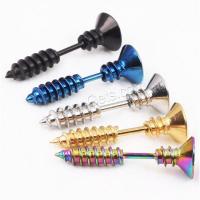 Stainless Steel Ear Piercing Jewelry, plated, hypo allergic & Unisex, mixed colors, 15mmx7mm 