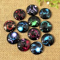 Time Gem Cabochon, Glass, with Paper, starry design & time gem jewelry & flat back, mixed colors 