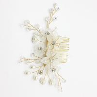 Bridal Decorative Hair Comb, Brass, with Crystal & Plastic Pearl & Iron, plated, fashion jewelry & wedding gift & for woman 