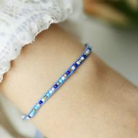 Fashion Zinc Alloy Bracelets, with Seedbead & Nylon Cord, Adjustable & Unisex & woven pattern, blue, 269mm 