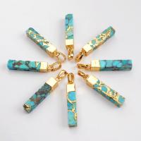 Turquoise Zinc Alloy Pendants, with Natural Stone, Rectangle, gold color plated Approx 5mm 