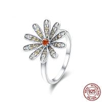 Cubic Zirconia Micro Pave Sterling Silver Finger Ring, 925 Sterling Silver, Daisy, real silver plated & micro pave cubic zirconia & for woman 0c0.2cm, US Ring 