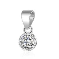 Cubic Zirconia Sterling Silver Pendants, Brass, silver color plated, with cubic zirconia 