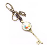 Leather Key Clasp, with Glass & Zinc Alloy, gold color plated, durable & hardwearing & time gem jewelry & Unisex 