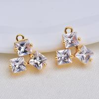 Cubic Zirconia Brass Pendants, real gold plated, micro pave cubic zirconia & for woman 