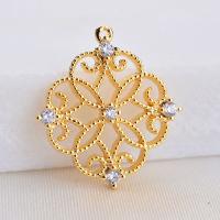 Cubic Zirconia Brass Pendants, Geometrical Pattern, real gold plated, micro pave cubic zirconia & for woman 