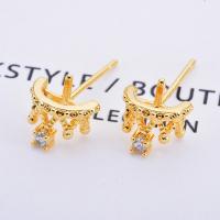 Cubic Zirconia Micro Pave Brass Earring, Crown, real gold plated, micro pave cubic zirconia & for woman 