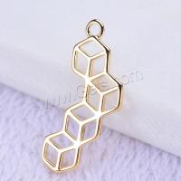 Hollow Brass Pendants, Geometrical Pattern, real gold plated, for woman 