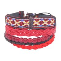 Wrap Bracelets, Cotton Thread, with Waxed Cotton Cord & Garnet, Bohemian style & Unisex, 35mm Approx 7-11.8 Inch 