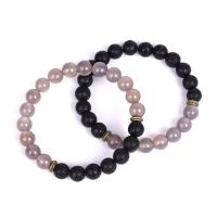 Grey Agate Bracelets, with Lava, fashion jewelry & Unisex 8mm Approx 7.2-7.6 Inch 