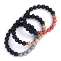 Bracelet de perles de lave, lave volcanique, avec pierre de grain, bijoux de mode & unisexe, plus de couleurs à choisir, 8mm Environ 7 pouce, Vendu par brin