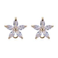 Cubic Zirconia Micro Pave Brass Earring, Star, real gold plated, micro pave cubic zirconia & for woman, 11mm 