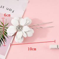 Hair Stick, Zinc Alloy, with Plastic Pearl & for woman & with rhinestone, white 