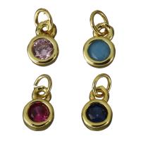 Cubic Zirconia Brass Pendants, gold color plated, with cubic zirconia Approx 2.5mm 