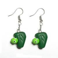 Zinc Alloy Drop Earring, brass earring hook, plated, for woman, green 