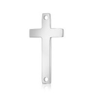 Stainless Steel Charm Connector, Cross, for woman & 1/1 loop, original color Approx 2mm 