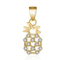Cubic Zirconia Micro Pave Sterling Silver Pendant, Brass, Pineapple, plated, micro pave cubic zirconia & hollow 